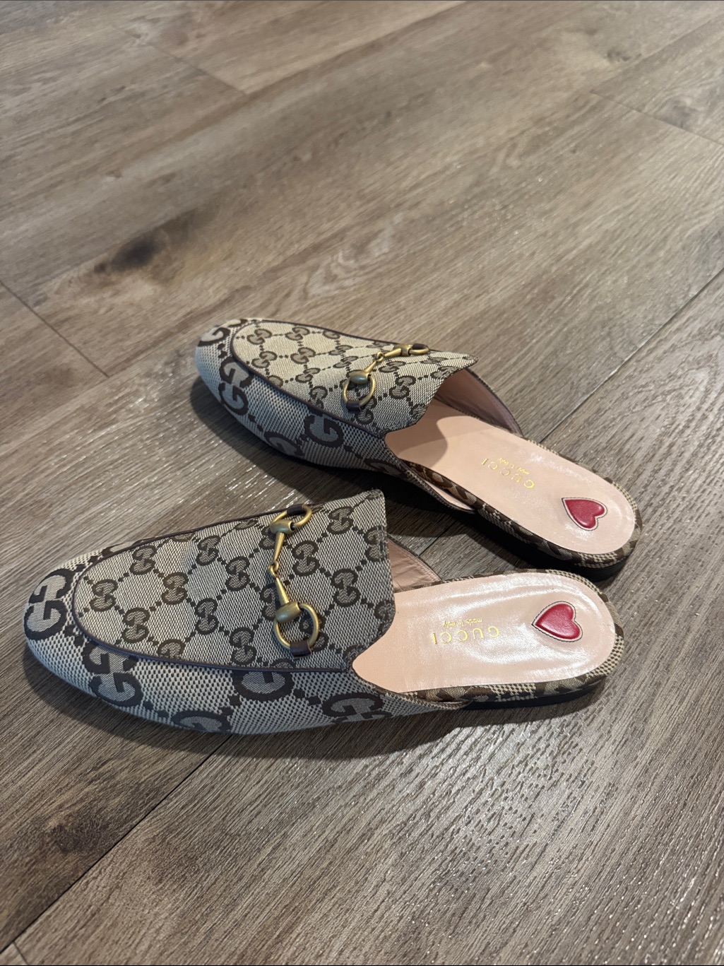 Gucci Beige Gg Supreme Canvas Horsebit Mule Slides